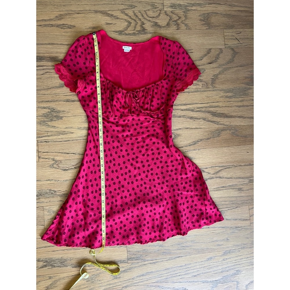 Kimchi Blue Red Polka Dot Milkmaid Mini Dress Short Sleeve OB2144183 Small - Picture 8 of 15